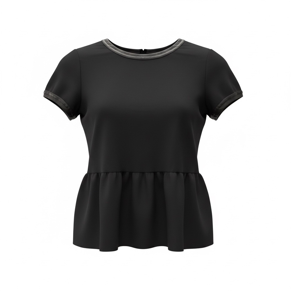 Madewell Black Peplum Top Faux Leather Collar Babydoll XS